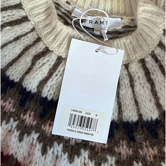 NWT Frame Fairisle Crewneck Sweater in Mushroom size Medium - Picture 6 of 7